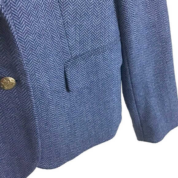 J Crew Factory Blazer Blue Herringbone Wool - Picture 5 of 13